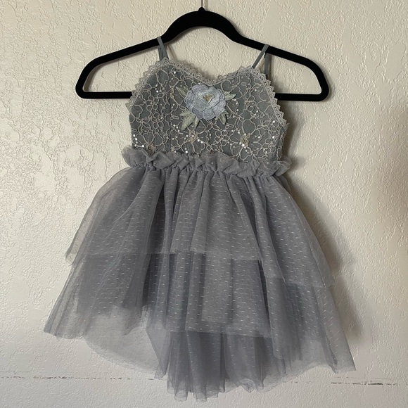 Joyfolie Aryana Dress - high low skirt- Dusty blue - size 3 - Picture 1 of 6